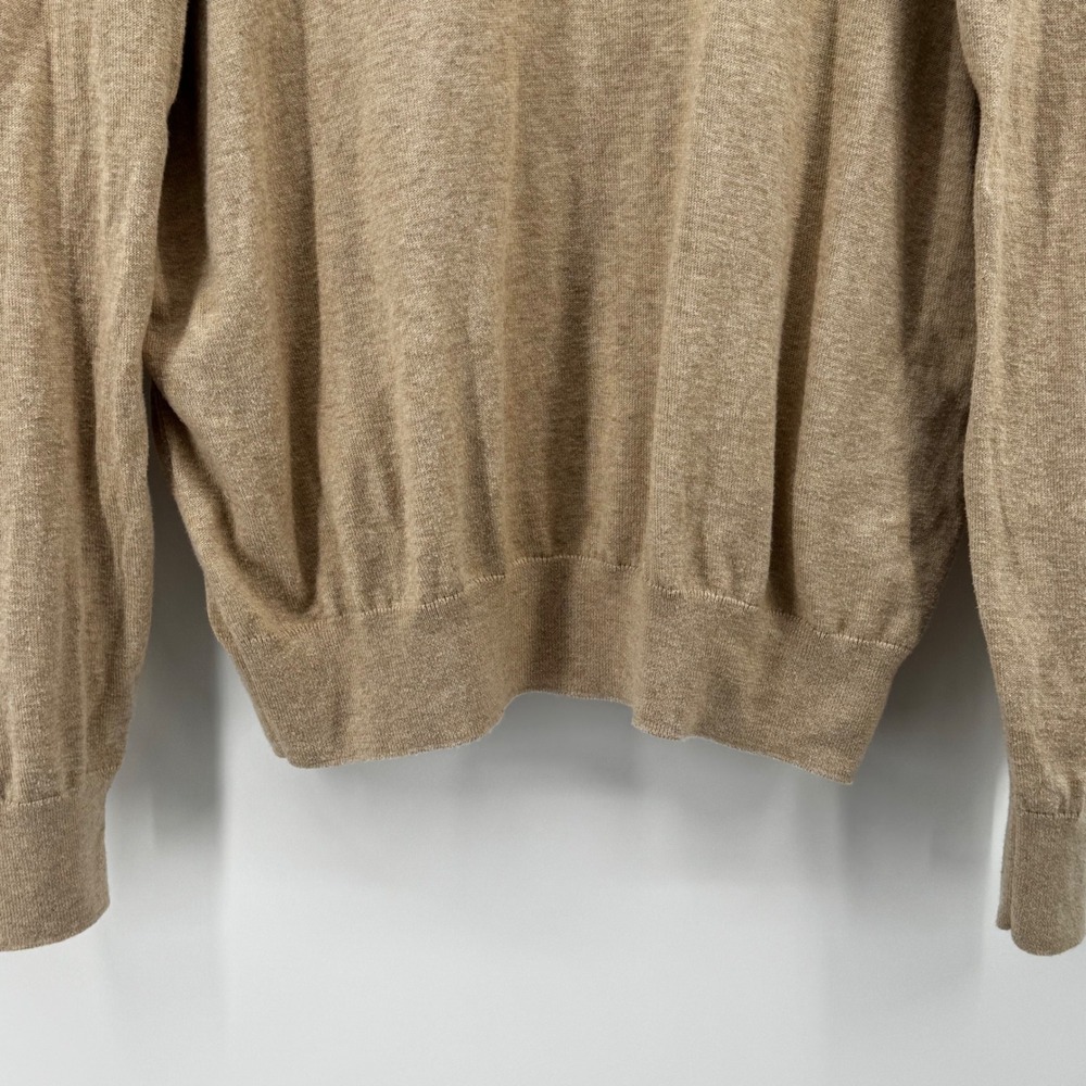 Polo Ralph Lauren Men V-Neck Sweater Tan Heather Pony Logo Sz Medium 100% Cotton - Picture 9 of 9